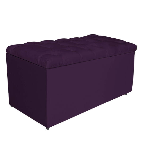 Calçadeira Estofada Liverpool 90 Cm Solteiro Suede Roxo - Ama