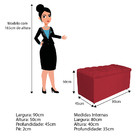 Calçadeira Estofada Liverpool 90 Cm Solteiro Suede Vermelho -