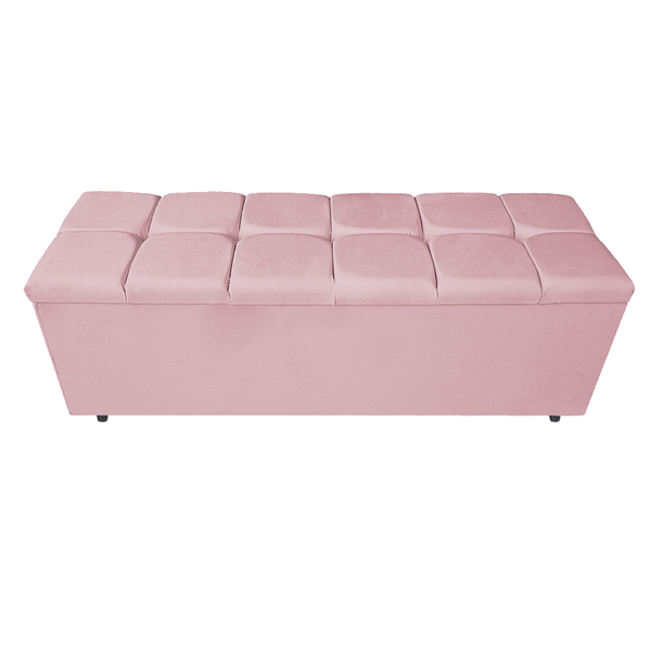 Calçadeira Estofada Manchester 140 Cm Casal Corano Rosa Bebê