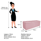 Calçadeira Estofada Manchester 140 Cm Casal Corano Rosa Bebê