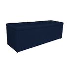 Calçadeira Estofada Manchester 140 Cm Casal Suede Azul Marinh