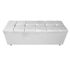 Calçadeira Estofada Manchester 140 Cm Casal Suede Branco - Am