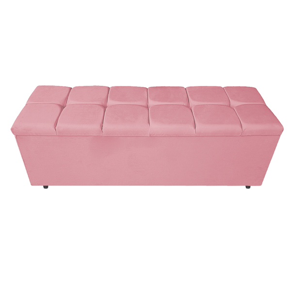 Calçadeira Estofada Manchester 140 Cm Casal Suede Rosa Bebê -