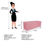 Calçadeira Estofada Manchester 140 Cm Casal Suede Rosa Bebê -