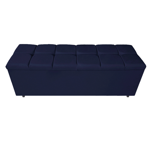 Calçadeira Estofada Manchester 160 Cm Queen Size Corano Azul
