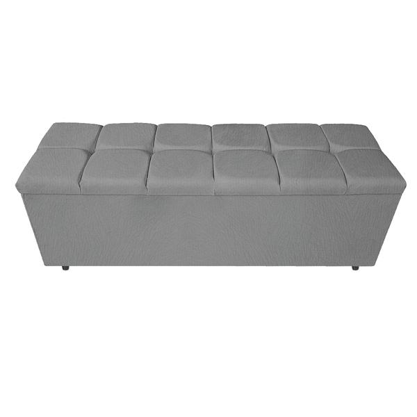 Calçadeira Estofada Manchester 195 Cm King Size Suede Cinza -