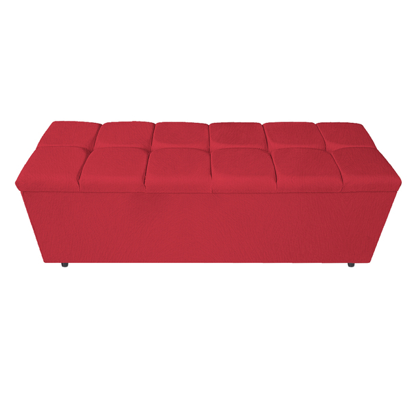 Calçadeira Estofada Manchester 195 Cm King Size Suede Vermelh