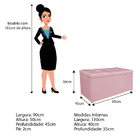 Calçadeira Estofada Manchester 90 Cm Solteiro Corano Rosa Beb