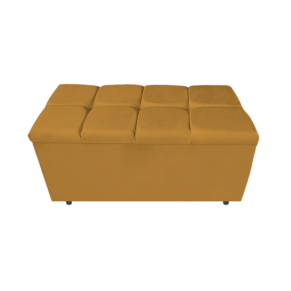 Calçadeira Estofada Manchester 90 Cm Solteiro Suede Mostarda