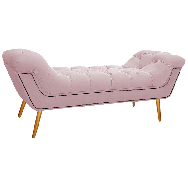 Calçadeira Estofada Veneza 140 Cm Casal Corano Rosa Bebê - Am