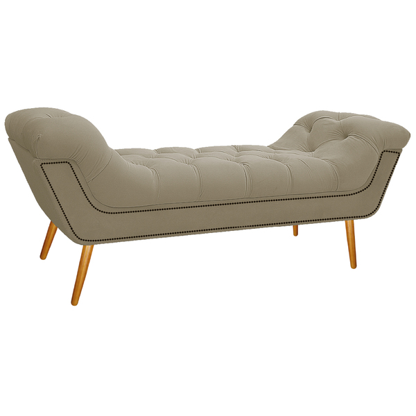 Calçadeira Estofada Veneza 140 Cm Casal Linho Bege - Amarena