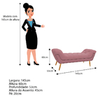 Calçadeira Estofada Veneza 140 Cm Casal Suede Rosa Bebê - Ama