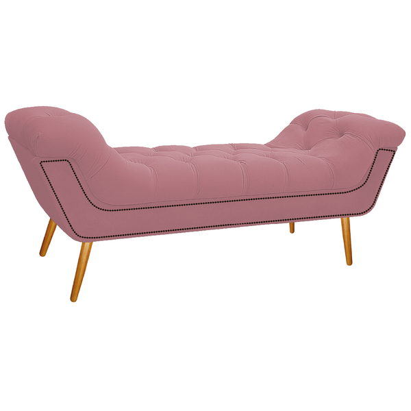 Calçadeira Estofada Veneza 140 Cm Casal Suede Rosa Bebê - Ama