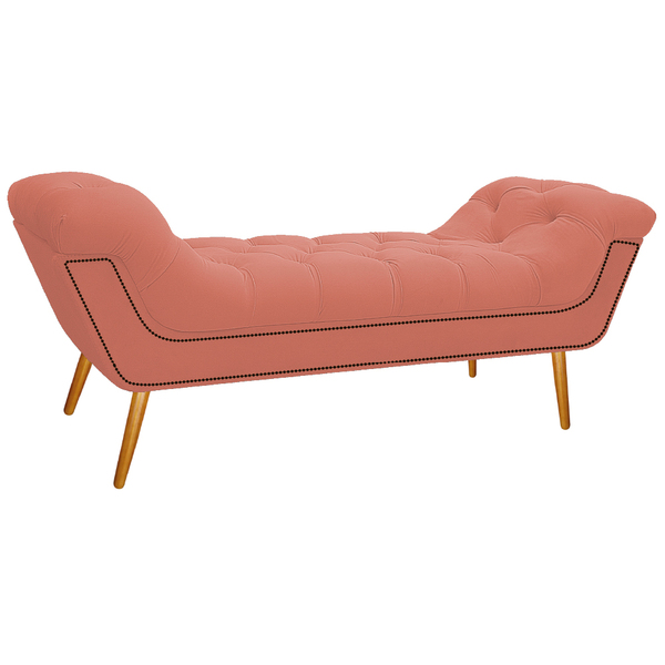 Calçadeira Estofada Veneza 160 Cm Queen Size Suede Coral - Am