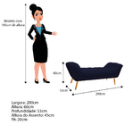 Calçadeira Estofada Veneza 195 Cm King Size Corano Azul Marin