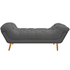 Calçadeira Estofada Veneza 195 Cm King Size Linho Chumbo - Do