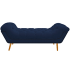 Calçadeira Estofada Veneza 195 Cm King Size Suede Azul Marinh