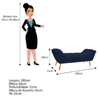 Calçadeira Estofada Veneza 195 Cm King Size Suede Azul Marinh