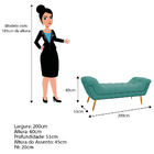 Calçadeira Estofada Veneza 195 Cm King Size Suede Azul Tiffan