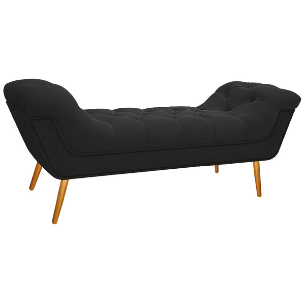 Calçadeira Estofada Veneza 195 Cm King Size Suede Preto - Ama