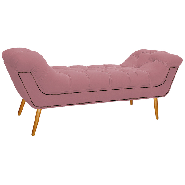 Calçadeira Estofada Veneza 195 Cm King Size Suede Rosa Bebê -