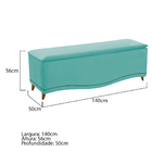 Calçadeira Estofada Yasmim 140 Cm Casal Suede Azul Tiffany -