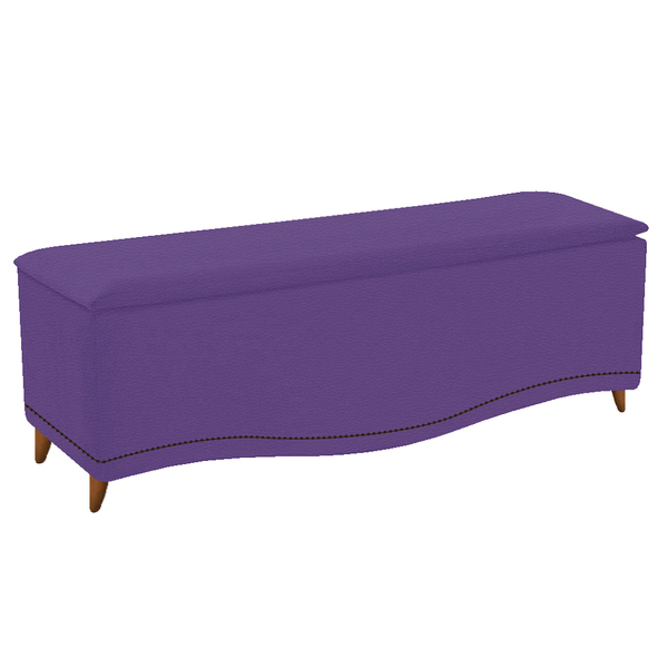 Calçadeira Estofada Yasmim 90 Cm Solteiro Corano Roxo - Doce