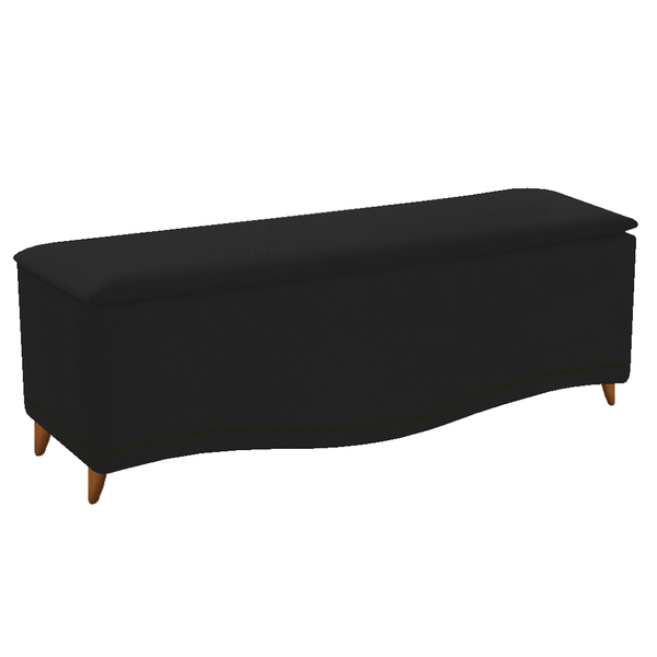 Calçadeira Estofada Yasmim 90 Cm Solteiro Suede Preto - Doce
