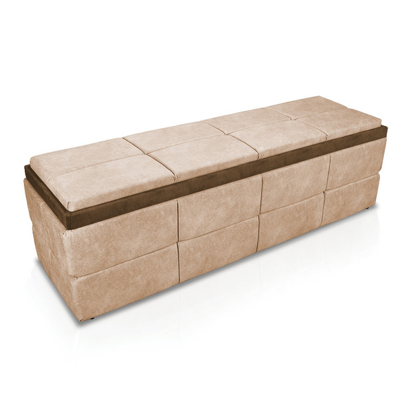 Calçadeira Havana 160 Cm Suede Bege Com Marrom Craquelado - D