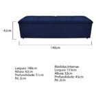 Calçadeira Munique 140 Cm Casal Corano Azul Marinho - Amarena