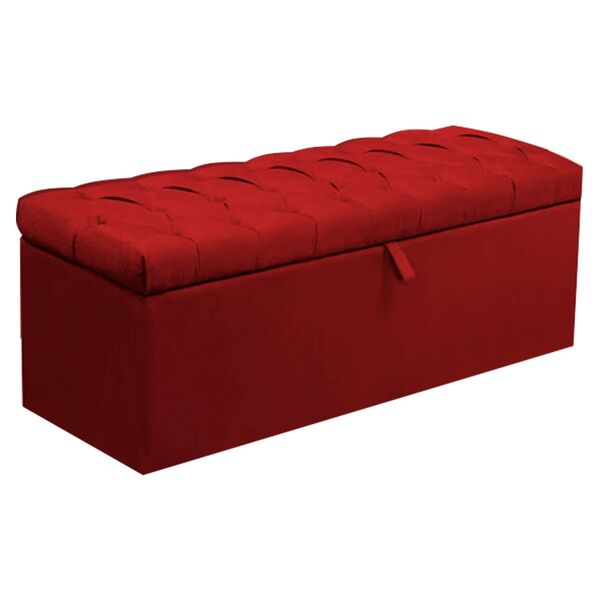 Calçadeira Recamier Baú 140 Cm Itália Suede Vermelho