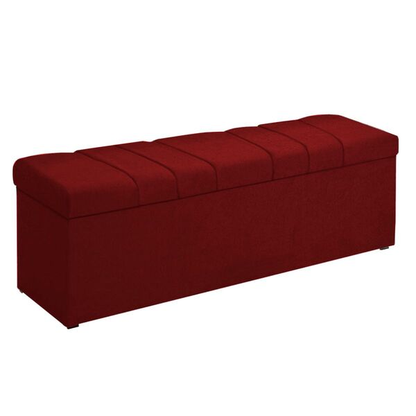Calçadeira Recamier Baú 140 Cm Kiara Suede Vermelho