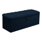 Calçadeira Recamier Baú 190 Cm Kiara Suede Azul Marinho