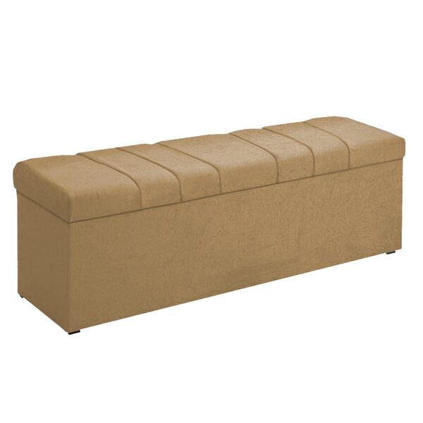 Calçadeira Recamier Baú 90 Cm Kiara Suede Bege