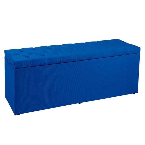 Calçadeira Recamier Baú 90 Cm Madri Suede Azul Marinho