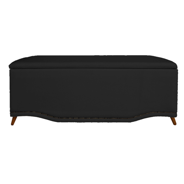 Calçadeira Recamier Baú Casal 140cm Greta Suede Preto - Ds Es