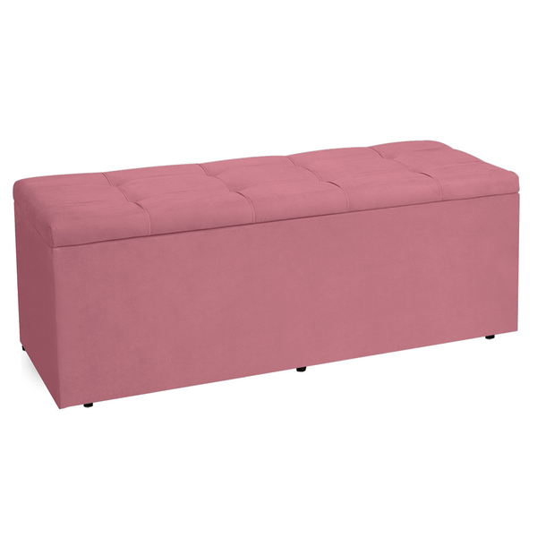 Calçadeira Recamier Baú Casal 1 40m Roma Suede - Pallazio - R