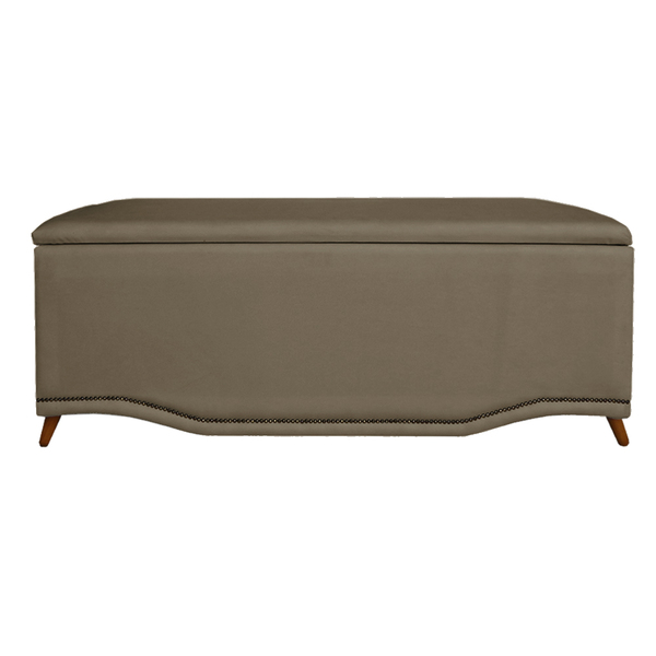Calçadeira Recamier Baú Casal King 195cm Greta Suede Capuccin
