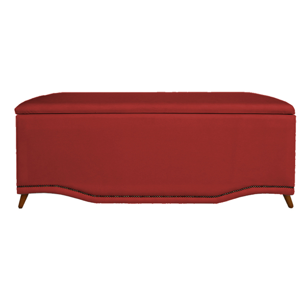 Calçadeira Recamier Baú Casal Queen 160cm Greta Suede Vermelh