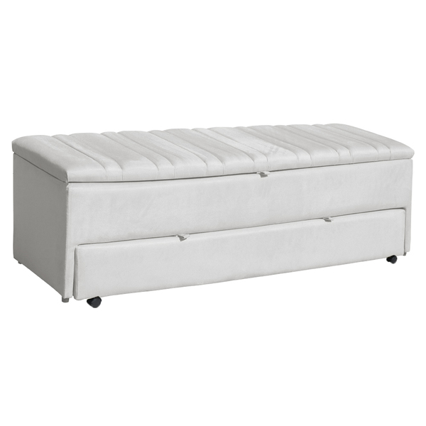 Calçadeira Recamier Baú Sapateira Casal 140cm Ayla Veludo Tam