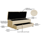 Calçadeira Recamier Baú Sapateira Casal King 190cm Ayla Suede