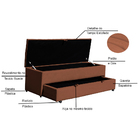 Calçadeira Recamier Baú Sapateira Casal Queen 160cm Ayla Velu