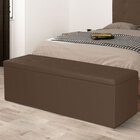 Calçadeira Recamier Baú Solteiro 0 90m Berlim Suede Marrom -