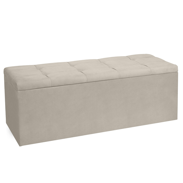 Calçadeira Recamier Baú Solteiro 0 90m Roma Suede Bege - Pall