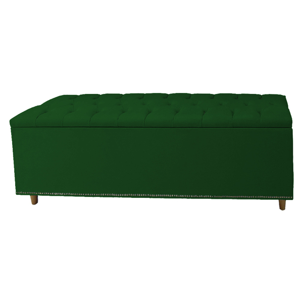Calçadeira Recamier Baú Solteiro 90cm Diana Suede Verde - Ds
