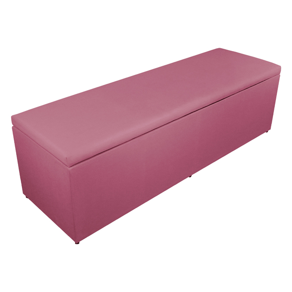 Calçadeira Recamier Baú Solteiro 90cm Eva Suede Rosa - Ds Est
