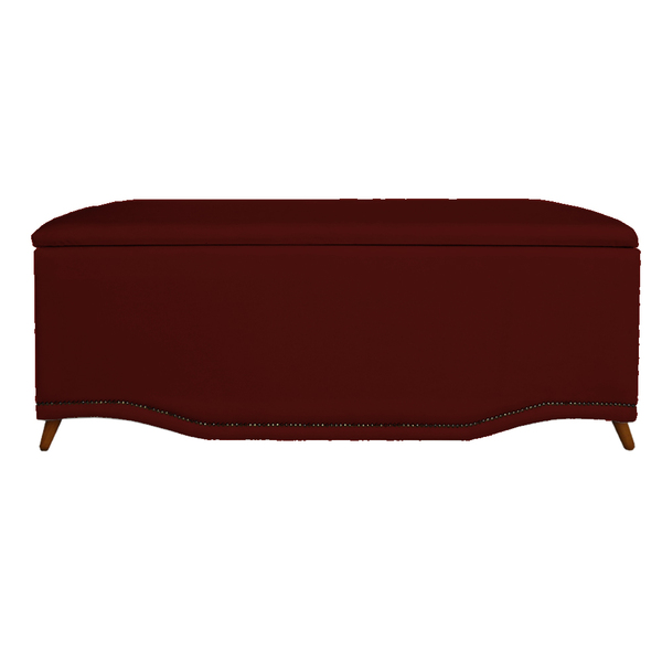 Calçadeira Recamier Baú Solteiro 90cm Greta Suede Bordô - Ds