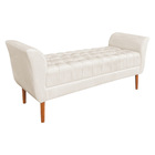 Calçadeira Recamier Casal 1 50m Londres Veludo Bege - Pallazio