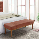 Calçadeira Recamier Queen 1 60m Gênova Veludo Cobre - Pallazio