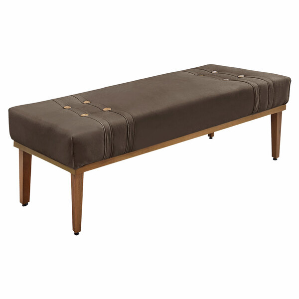 Calçadeira Recamier Queen 1 60m Gênova Veludo Marrom - Pallaz